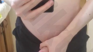 Hot Twink shows off his cock before shower