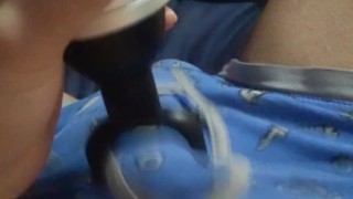 Boi ruined in underwear with massage gun