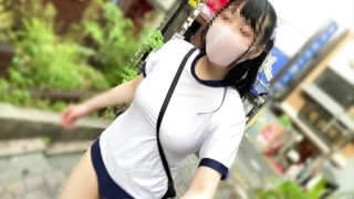 【Ｉカップ変態女子大生とうふ】ノーブラランニング渋谷で体操着ブルマでセンター街を疾走・後編💖