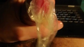 Edging night part 1, leaking in condom