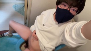 【超快感♡】オナニー直後のおしっこが気持ち良すぎて裏声で喘ぎまくる変態メガネ男子！！！　ゲイ ホモ ノンケ 潮吹き 射精