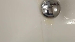 Jerking im public restroom finisched with piss
