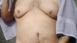 Quick after shower jerk and cum 