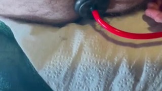 Guy Trains His Ass with Inflatable Plug