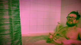 Furry cub takes a bath plays with his ass and jerks his thick cut cock TEASER