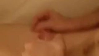 Perfect big dick boyfriend jerks off in rose bath