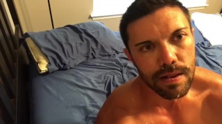 Solo toy play and cum eating 