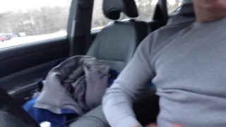 CAR masturbating and cumming on my cock 