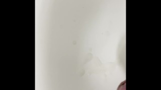 Sissy boy lick his own cum from wc