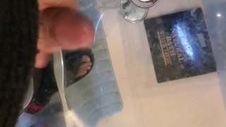 Hot guy jerks off moaning in the mirror