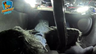 DRIVING IN SOCKS BACK PEDAL VIEW