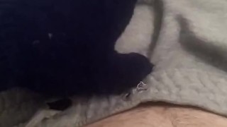 Touching myself with glove. Precum.