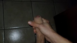 Dropping a massive load on the floor with my giant cock