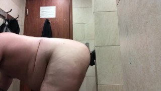 Truck driver using huge dildo