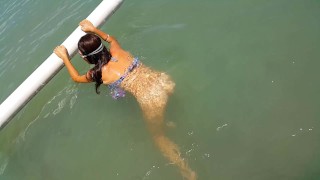 Pussy FLASHING in Paradise # Amateur video on Public Beach among fishermen and locals