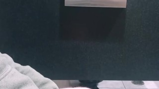 Ginger bear public gay cruising jerk off cum in Truck stop restroom 