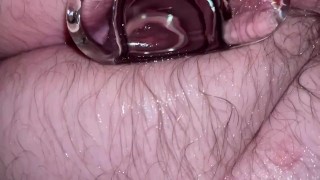 Look deep into my ass with my new glass butt plug