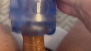 Jerking off with flesh light 