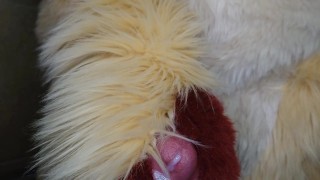 Pissing and cumming for you in fursuit