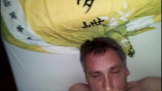 Precum and covering my face with cum