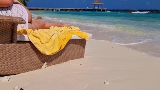 Without panties Girl relaxing on beach Hot ass