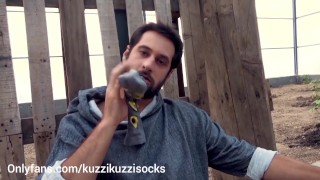 Outdoor straight Boy Play With Cock And Cum Huge Load On His Socks