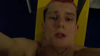 The coach fucked the student in the gym and finished him all over his throat and face