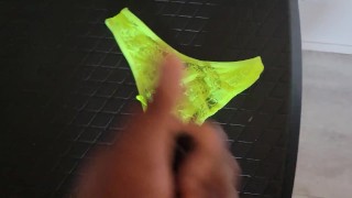 Cumming on wife's panties 