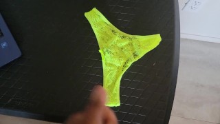 Cumming on wife's panties 