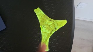 Cumming on wife's panties 