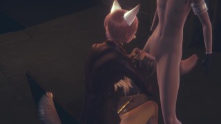 Furry Yaoi - Fox gives a dog boy a handjob then fucks him against the wall in an alley