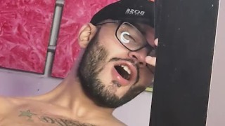sexy latino from Medellin with big cock masturbates in front of the mirror for his fans 