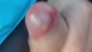 Sexy man moaning loud while jerking off and driving his car