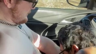 Bi Guy Interracial Car Blowjob 