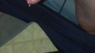 Quickie Masturbation Before Work Resulted In A Huge Cumshot All Over The Floor, Needed a Mouth 