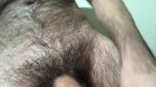 very hairy solo male masturbation and cum