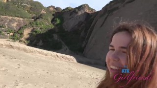 Coastal GFE Experience hanging with Alina West and touching/playing with her pussy on the beach and