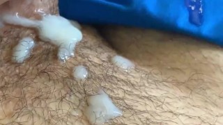 Jerkoff with thick load, needed to unwind.