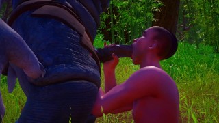 furry dick blowjob in the woods