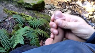 Dirty Handsome Boy Jerks His Delicious Big Cock in the Forest and the Tree Swallows His Cum