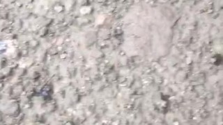 Huge white cock cums outdoors on mountainside 