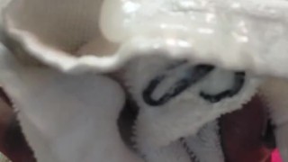 Wednesday cumshot on a rag