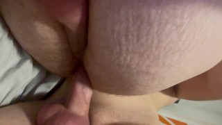Boyfriend fucks me and shoots his load on my used hole