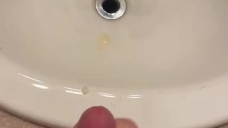 average or small? Cumshot in the bathroom