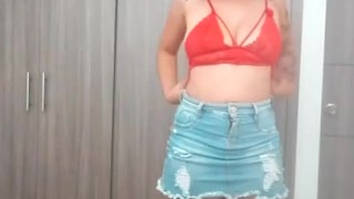 my girlfriend models her outfits for me