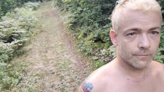 Camping site, getting naked and walking the public trails. Finished on picnic table for hikers