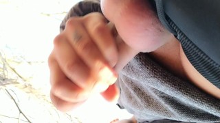 Jerk off outside - POV view from below