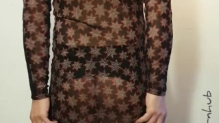 hot straight married bi guy shows his bubble ass and titts in new crossdress sissy dress