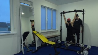 The coach got excited about the student and fucked him in the gym on the simulator