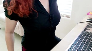 ASMR Hot Little Intern Gives Boss JOI And Helps Him To Cum.